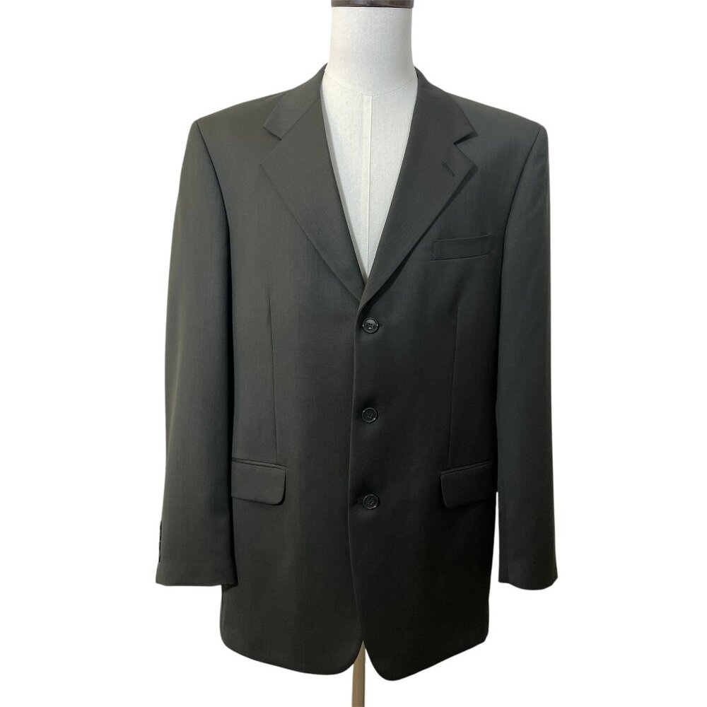 Jones New York 42L Jacket Sport Coat Blazer Green Mens Golden Fil Wool 3 Button